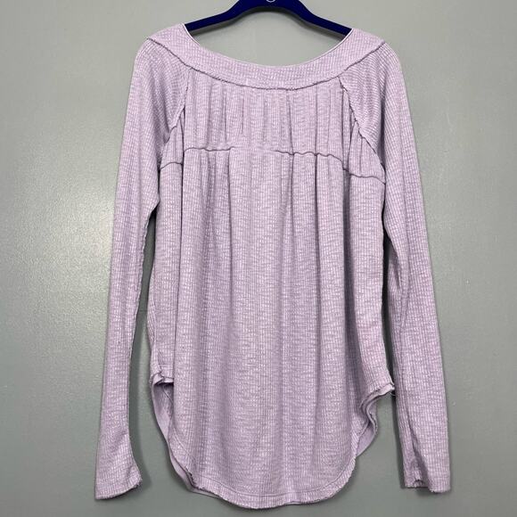 We The Free Must Have Henley Thermal Top Waffle Knit Purple Women's Size Small - Picture 2 of 8